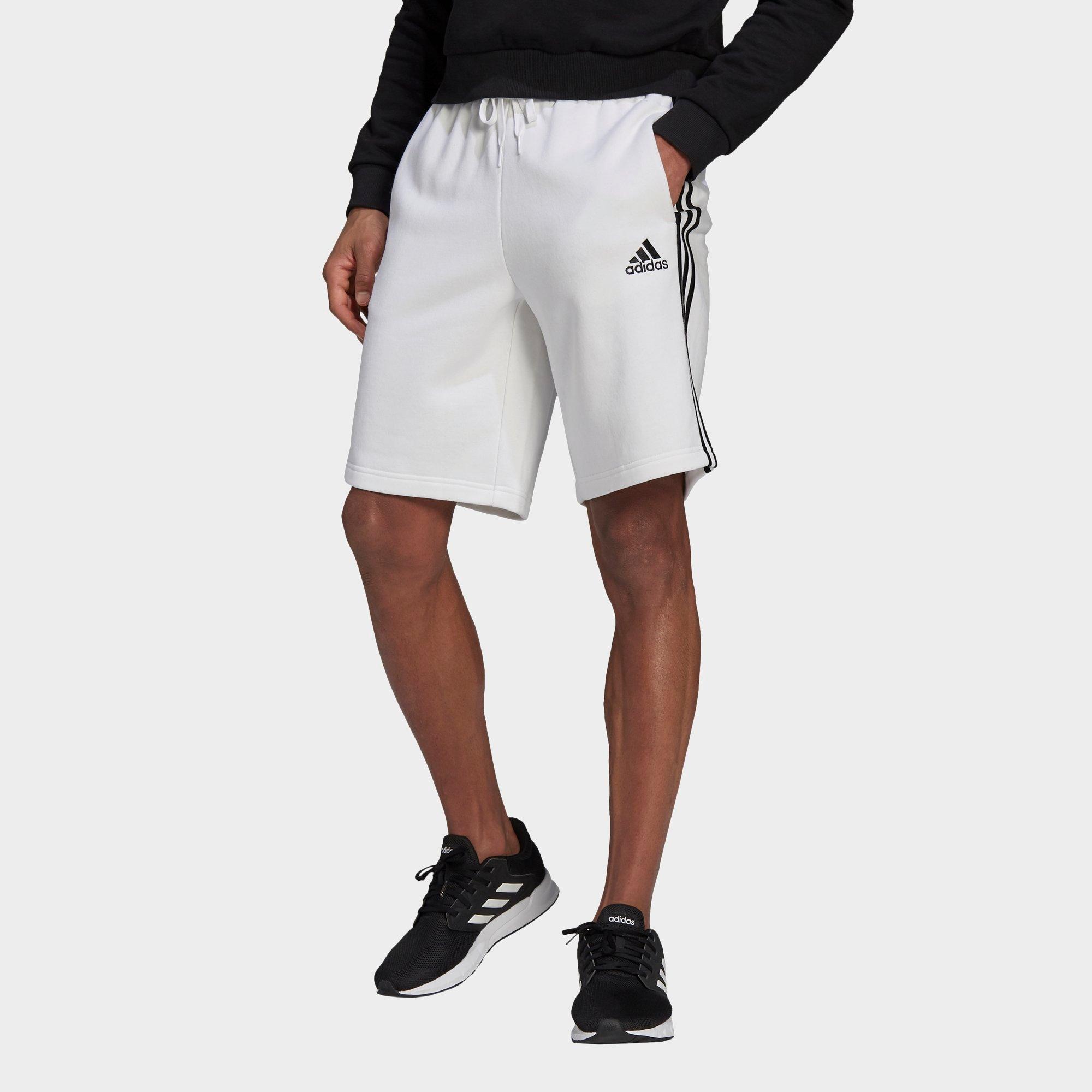 adidas 3 stripe fleece shorts