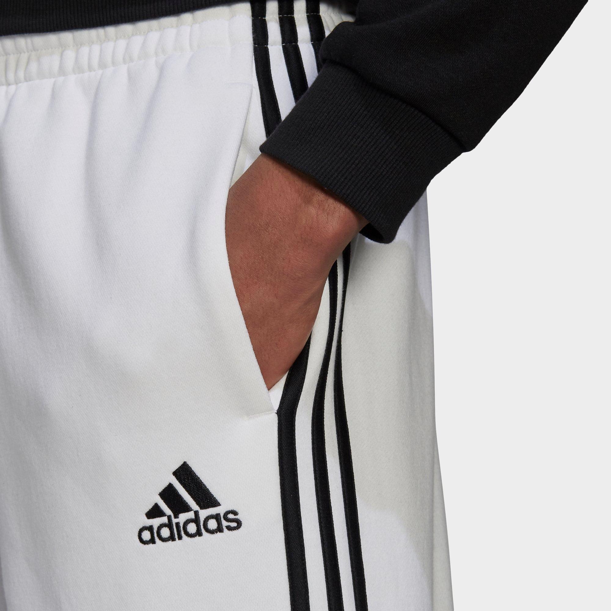 adidas 3 stripe fleece shorts