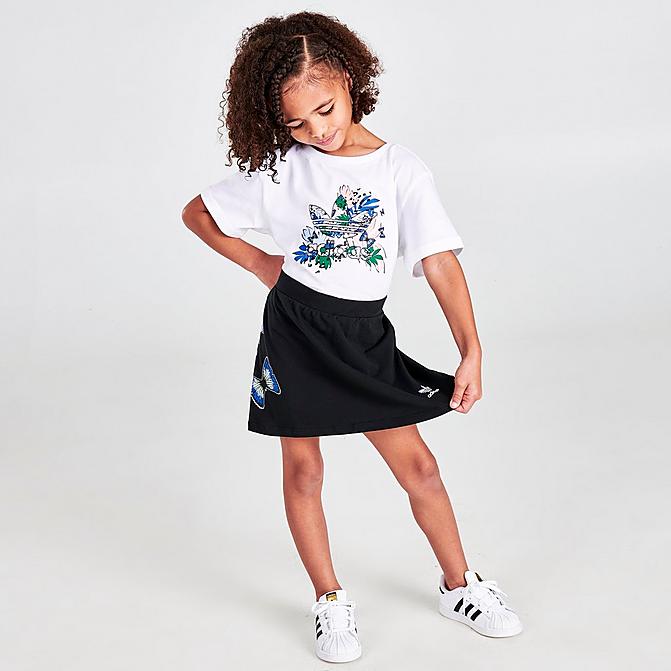 [angle] view of Girls' Little Kids' adidas Originals HER Studio London T-Shirt and Skort Set in White Click to zoom