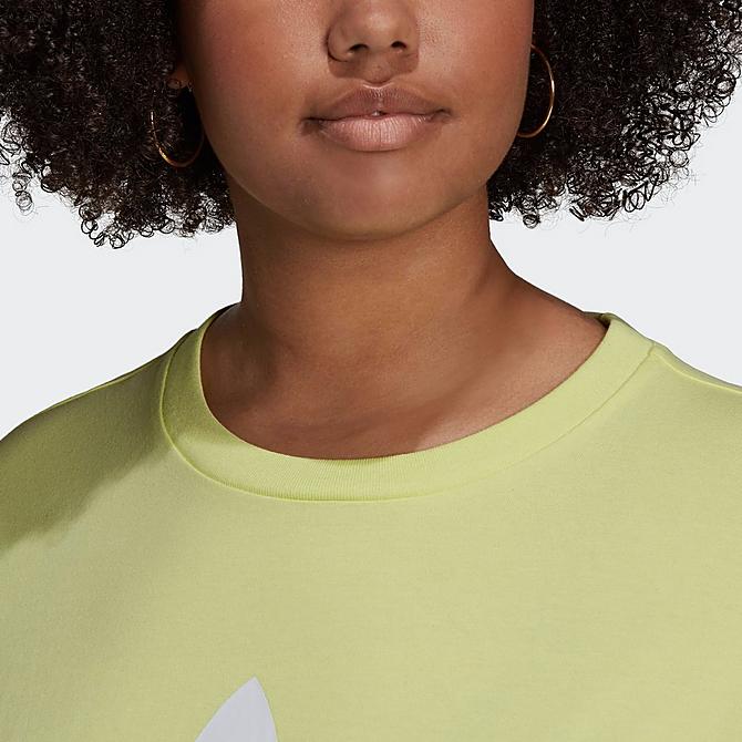 Back Right view of Women's adidas Originals Adicolor Classics Trefoil T-Shirt (Plus Size) in Pulse Yellow Click to zoom
