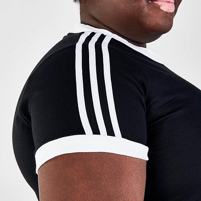 On Model 6 view of Women's adidas Originals Adicolor Classics 3-Stripes T-Shirt (Plus Size) in Black/White Click to zoom