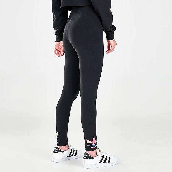 Back Right view of Women's adidas Originals Adicolor Shattered Trefoil Tights in Black Click to zoom