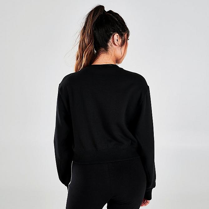 Back Right view of Women's adidas Originals Adicolor Shattered Trefoil Cropped Sweatshirt in Black Click to zoom
