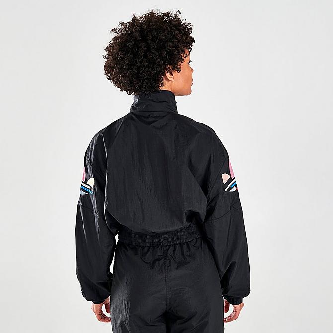 Back Right view of Women's adidas Originals Adicolor Shattered Trefoil Track Jacket in Black Click to zoom