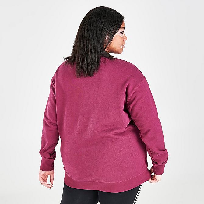 Back Right view of Women's adidas Originals Trefoil Crewneck Sweatshirt (Plus Size) in Victory Crimson Click to zoom