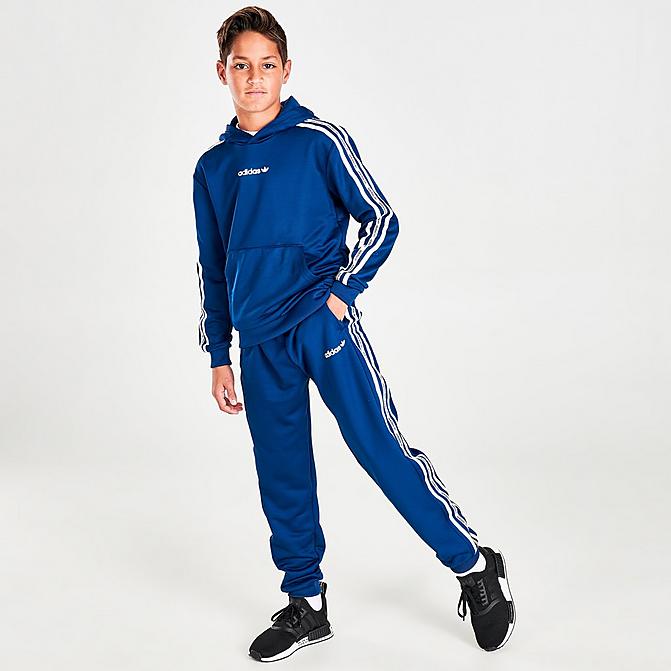 Front view of Boys' adidas Originals Tape Jogger Pants in Blue/White Click to zoom