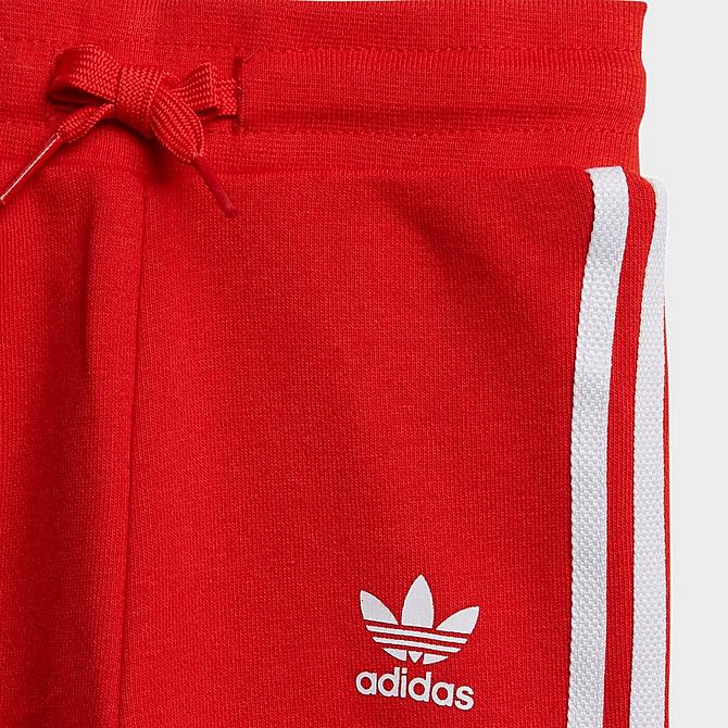 Back Right view of Infant adidas Originals Pullover Hoodie and Jogger Pants Set in Red/White Click to zoom