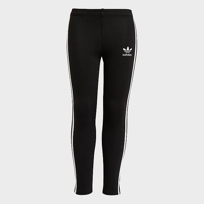 [angle] view of Girls' Little Kids' adidas Originals Adicolor Leggings in Black/White Click to zoom