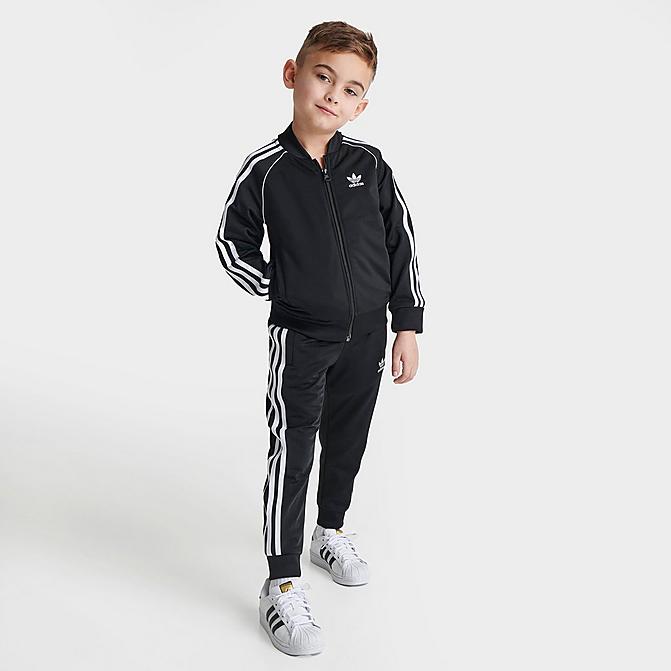 Front view of Infant and Kids' Toddler adidas Originals Adicolor SST Track Suit in Black/White Click to zoom