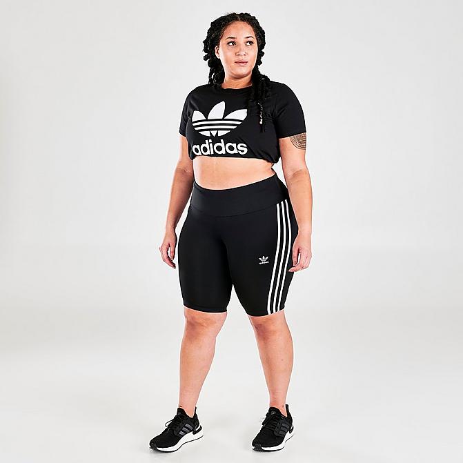 Front view of Women's adidas Originals OG Bike Shorts (Plus Size) in Black Click to zoom