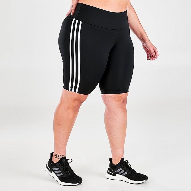 Back Left view of Women's adidas Originals OG Bike Shorts (Plus Size) in Black Click to zoom
