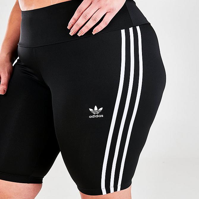 On Model 5 view of Women's adidas Originals OG Bike Shorts (Plus Size) in Black Click to zoom