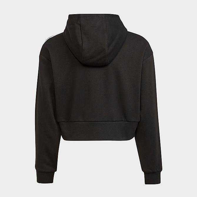 Back Left view of Girls' adidas Originals Adicolor Cropped Pullover Hoodie in Black/White Click to zoom