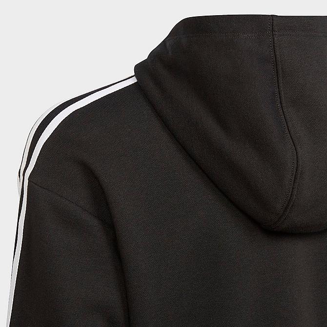 Back Right view of Girls' adidas Originals Adicolor Cropped Pullover Hoodie in Black/White Click to zoom