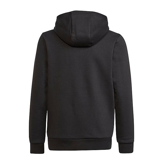 Front Three Quarter view of Kids' adidas Originals Trefoil Pullover Hoodie in Black/White Click to zoom