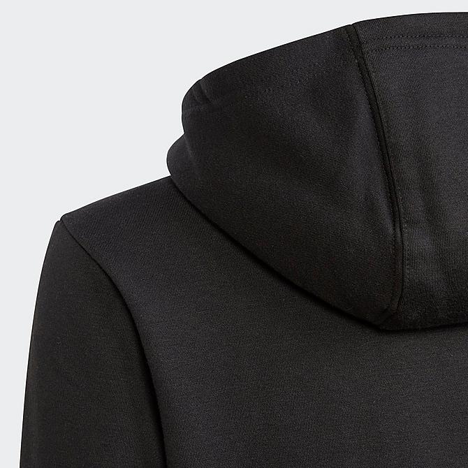 Back Left view of Kids' adidas Originals Trefoil Pullover Hoodie in Black/White Click to zoom
