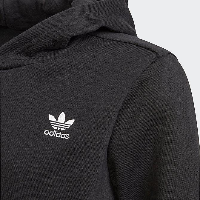Back Right view of Kids' adidas Originals Trefoil Pullover Hoodie in Black/White Click to zoom