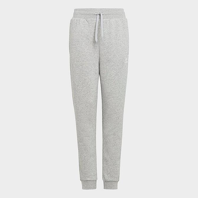 Front view of Kids' adidas Originals Adicolor Jogger Pants in Medium Grey Heather/White Click to zoom