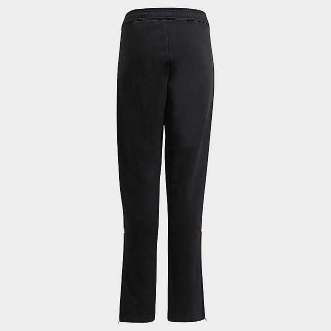 Back Left view of Kids' adidas Tiro Winterized Track Pants in Black/Solar Gold Click to zoom
