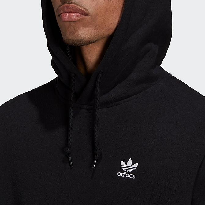 Back Right view of Men's adidas Essentials Trefoil Pullover Hoodie in Black Click to zoom