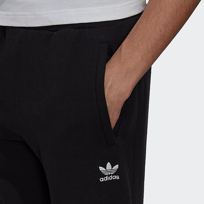 Back Right view of Men's adidas Originals Adicolor Essentials Trefoil Pants in Black Click to zoom