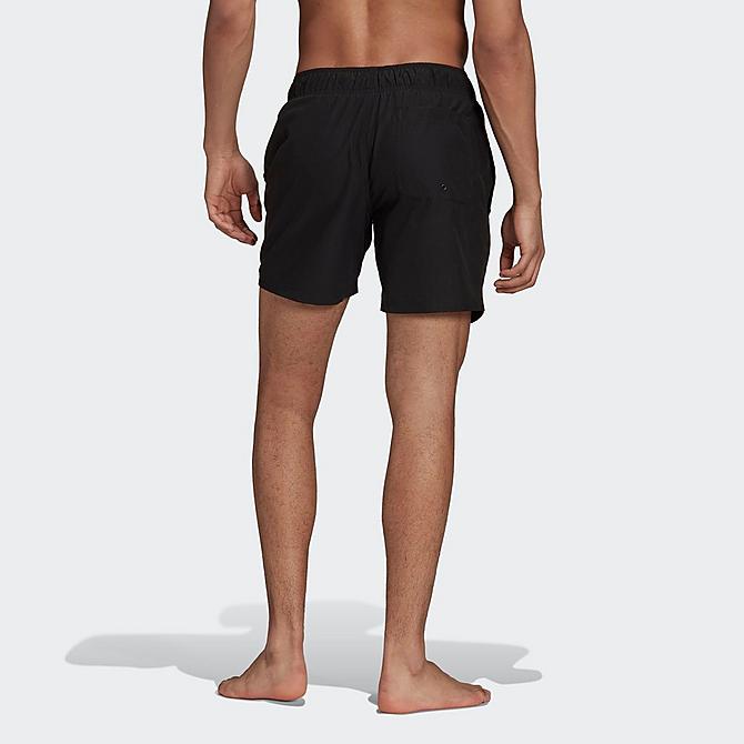 Front Three Quarter view of Men's adidas Originals Adicolor Essentials Trefoil Swim Shorts in Black Click to zoom