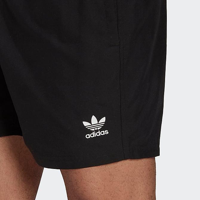 Back Right view of Men's adidas Originals Adicolor Essentials Trefoil Swim Shorts in Black Click to zoom