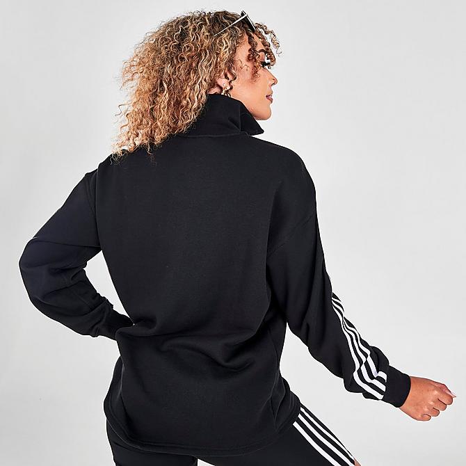 Back Right view of Women's adidas Originals Adicolor Classics Half-Zip Sweatshirt in Black Click to zoom