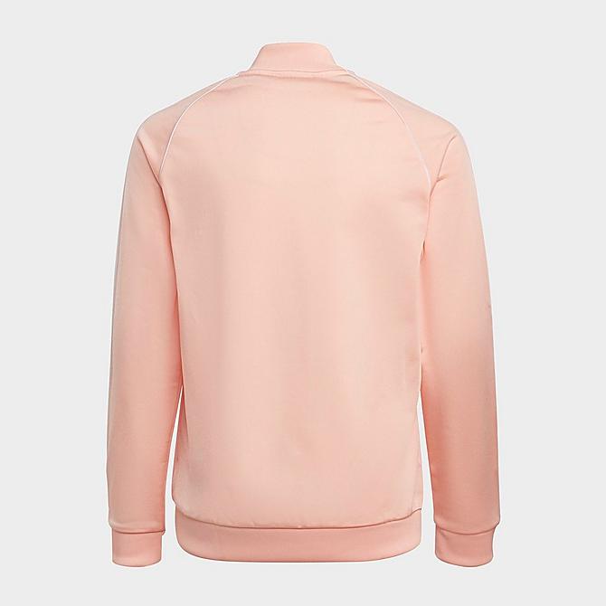 Front Three Quarter view of Girls' adidas Originals SST Track Jacket in Haze Coral/White Click to zoom