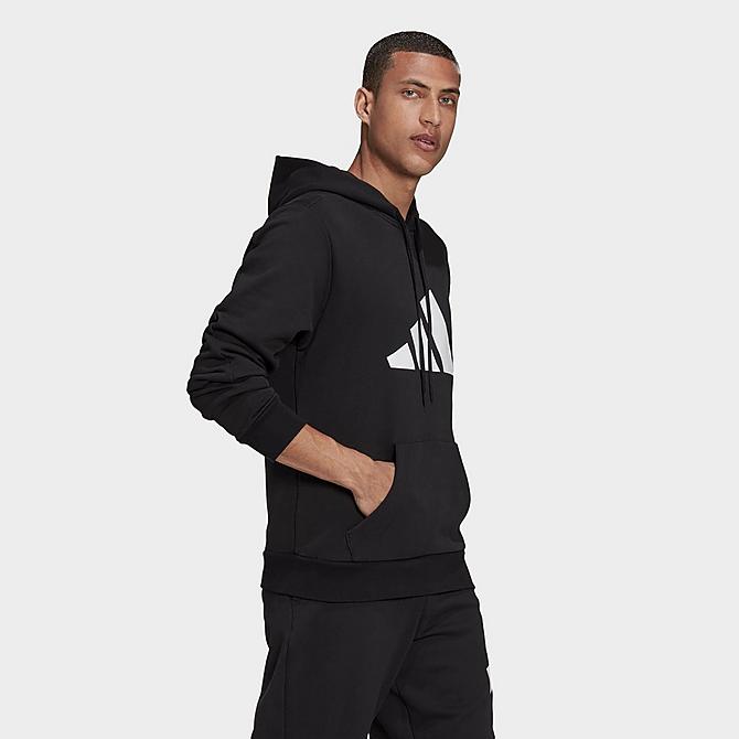 Back Left view of Men's adidas Sportswear Future Icons Graphic Hoodie in Black Click to zoom