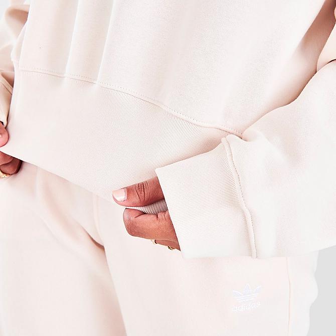 On Model 5 view of Women's adidas Originals Essentials Crewneck Sweatshirt in Wonder White Click to zoom