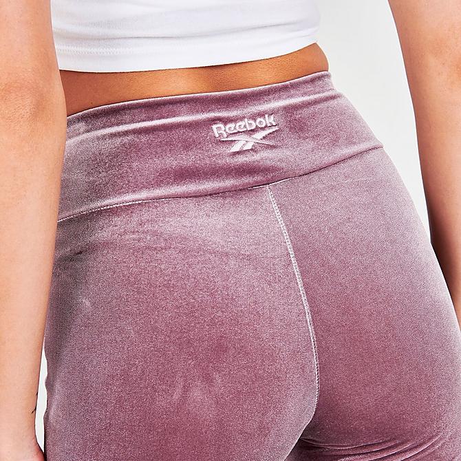 On Model 5 view of Women's Reebok Classics Velour High-Rise Leggings in Smoky Orchid Click to zoom