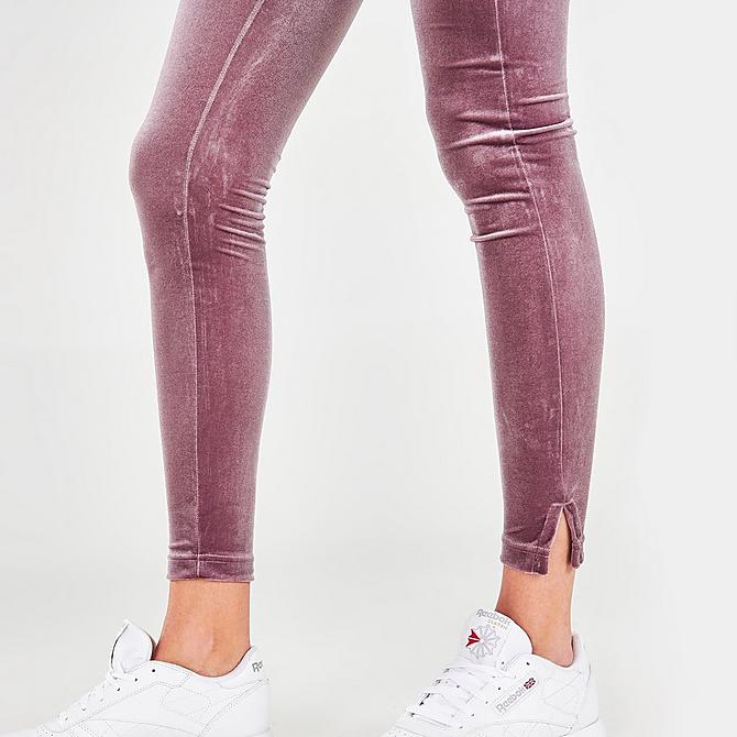 On Model 6 view of Women's Reebok Classics Velour High-Rise Leggings in Smoky Orchid Click to zoom