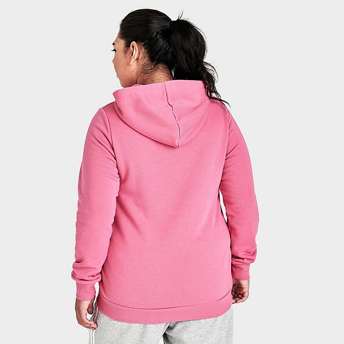 Back Right view of Women's adidas Essentials Logo Hoodie (Plus Size) in Rose Tone/White Click to zoom