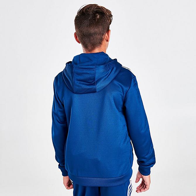 Back Right view of Kids' adidas Tape Pullover Hoodie in Blue/White Click to zoom