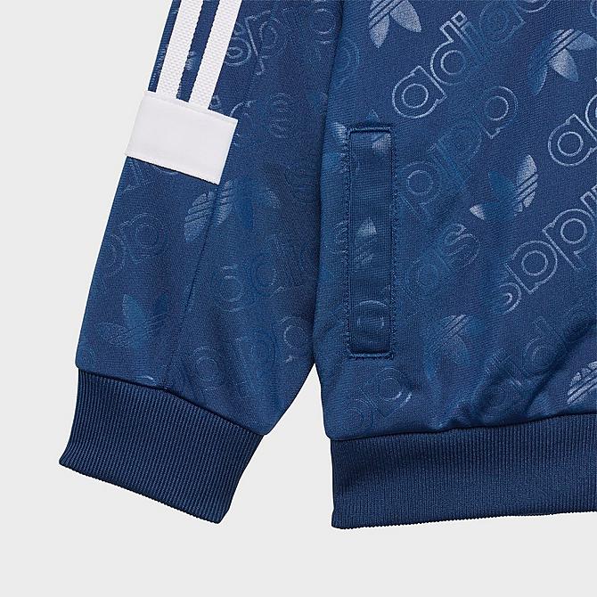 On Model 6 view of Boys' Infant and Toddler adidas Originals SST Track Jacket and Pants Set in Mystery Blue Click to zoom