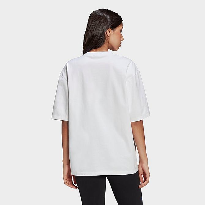 Front Three Quarter view of Women's adidas Originals LOUNGEWEAR Adicolor Essentials T-Shirt in White Click to zoom
