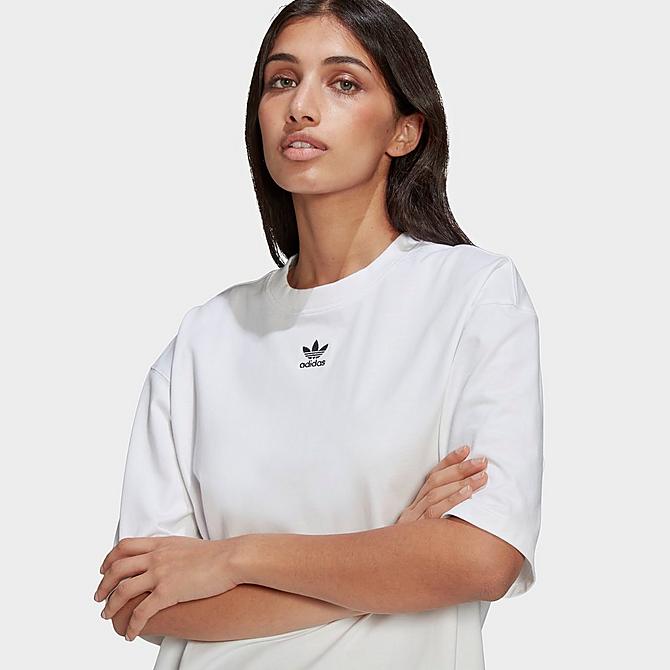 Back Right view of Women's adidas Originals LOUNGEWEAR Adicolor Essentials T-Shirt in White Click to zoom