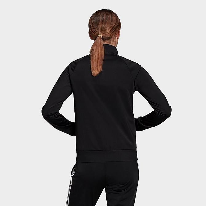 Front Three Quarter view of Women's adidas Essentials Primegreen Warm-Up Track Jacket in Black Click to zoom