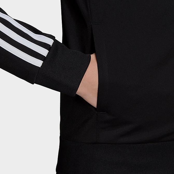 Back Right view of Women's adidas Essentials Primegreen Warm-Up Track Jacket in Black Click to zoom