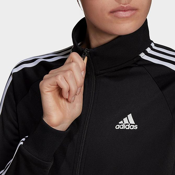On Model 5 view of Women's adidas Essentials Primegreen Warm-Up Track Jacket in Black Click to zoom
