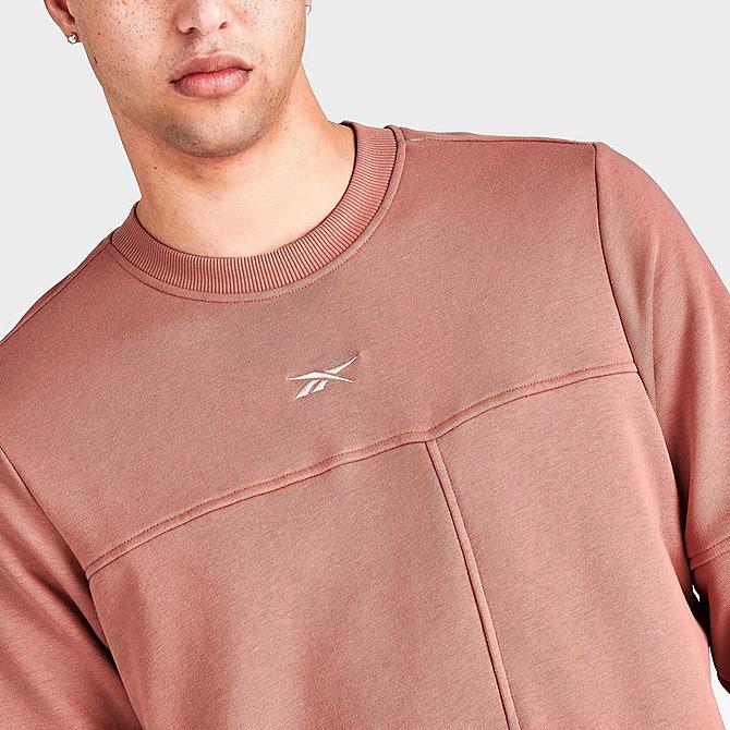 On Model 6 view of Reebok MYT Minimal Waste Crewneck Sweatshirt in Canyon Coral Click to zoom
