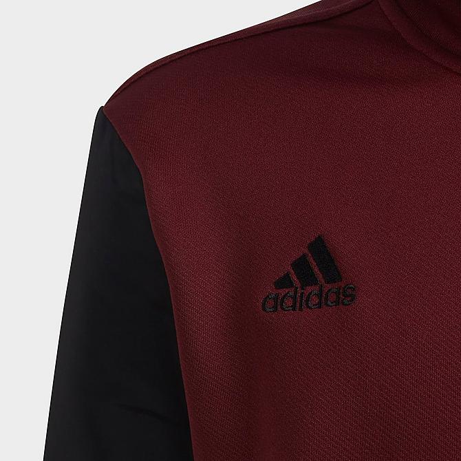 Back Left view of Kids' adidas Tiro Track Jacket in Burgundy Click to zoom