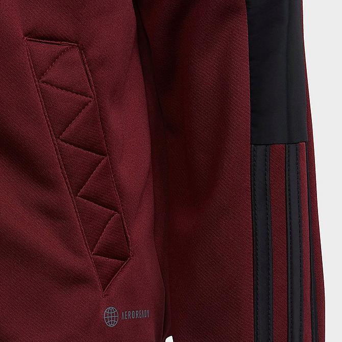Back Right view of Kids' adidas Tiro Track Jacket in Burgundy Click to zoom