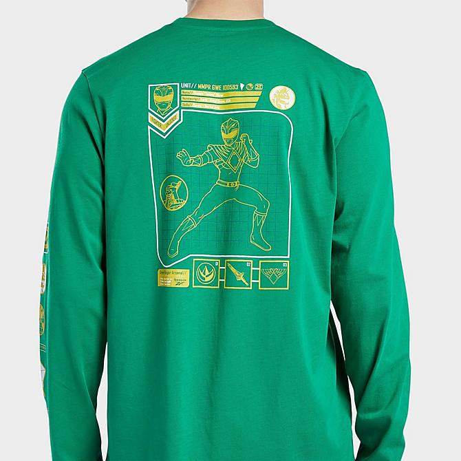 On Model 5 view of Men's Reebok Classics Power Rangers Green Ranger Long-Sleeve T-Shirt in Green Click to zoom