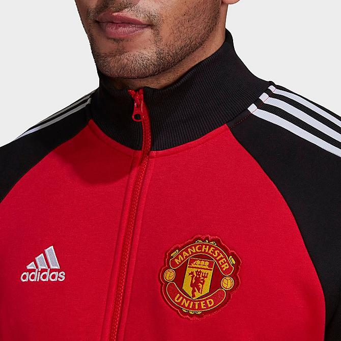 [angle] view of Men's adidas Manchester United Tiro 21 Anthem Jacket in Real Red/Black Click to zoom