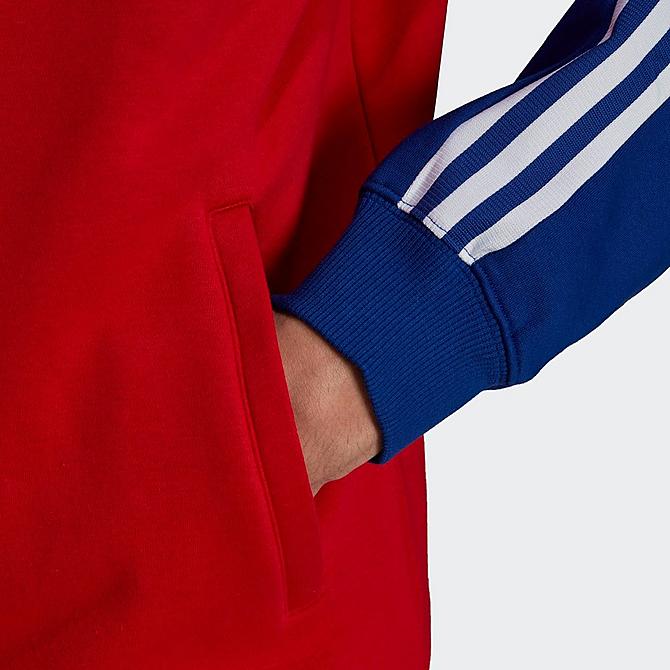 [angle] view of Men's adidas FC Bayern Tiro 21 Anthem Jacket in FCB True Red/Mystery Ink Click to zoom