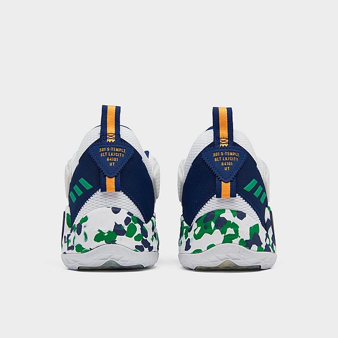 Left view of adidas D.O.N. Issue #3 Basketball Shoes in White/Team Navy Blue/Team Green Click to zoom