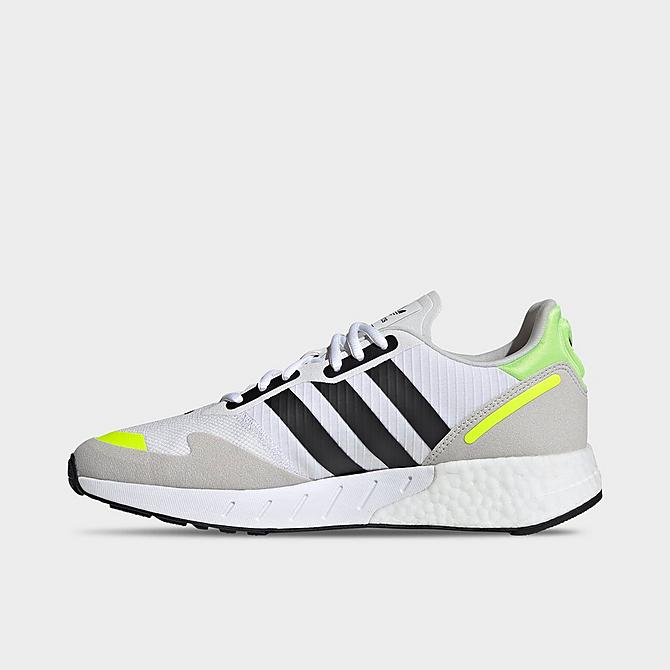 Front view of Men's adidas Originals ZX 1K BOOST Casual Shoes in White/Black/Solar Yellow Click to zoom