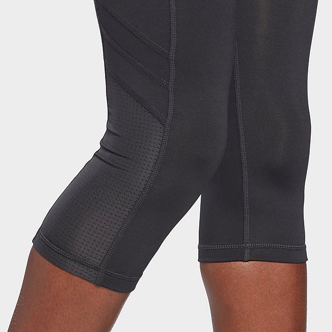 On Model 5 view of Women's Reebok Workout Ready Mesh Capri Training Tights in Night Black Click to zoom